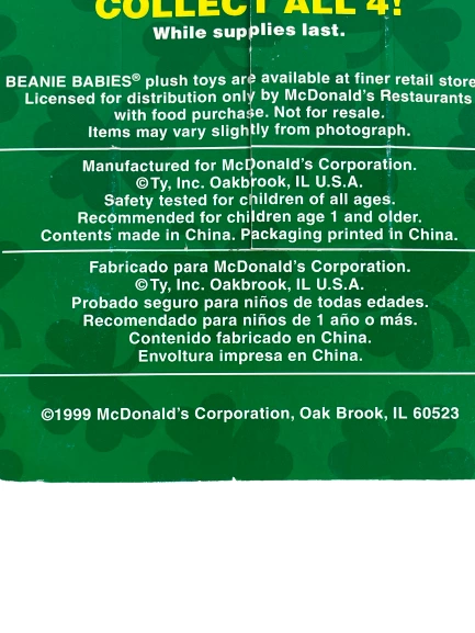 Erin The Bear Irish McDonalds TY Teenie Beanie Babies 1999