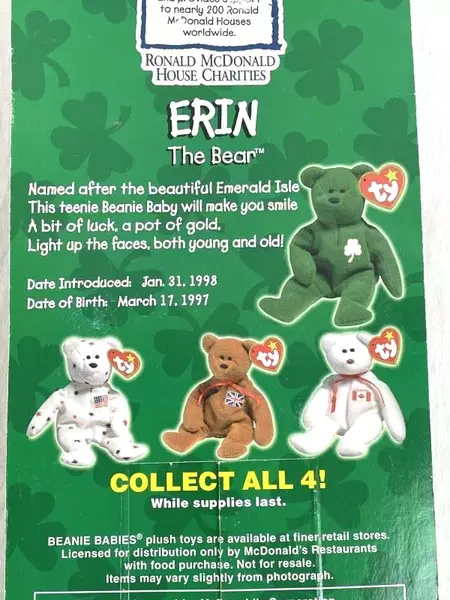 Erin The Bear Irish McDonalds TY Teenie Beanie Babies 1999