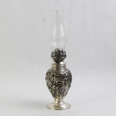 Restoration Hardware Mini Pewter Kerosene Lamp With Globe Made In India 