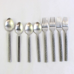 Lot of 8 Target Home Flatware Utensils Round Handle Etched Line Stainless Steel