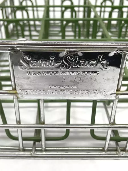 Sani Stack Stainless And Green Coated Wire Dishwasher Drinking Glass Rack