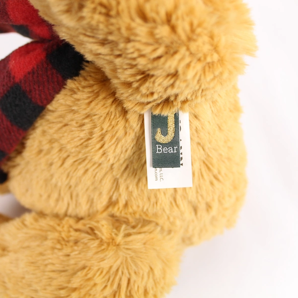 2016 Jo-Ann J Bear Ollie Plush 11" Soft Brown Teddy with Red Black Scarf