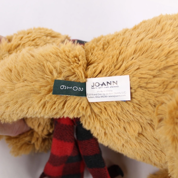 2016 Jo-Ann J Bear Ollie Plush 11" Soft Brown Teddy with Red Black Scarf