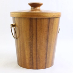 Vintage KMC Insulated Ice Bucket & Lid Wood Aluminum Brass Lightweight MCM