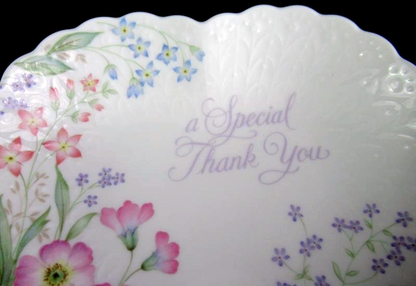 Mikasa Bone China Heart Shaped Trinket Bowl A Special Thank You Floral Pattern