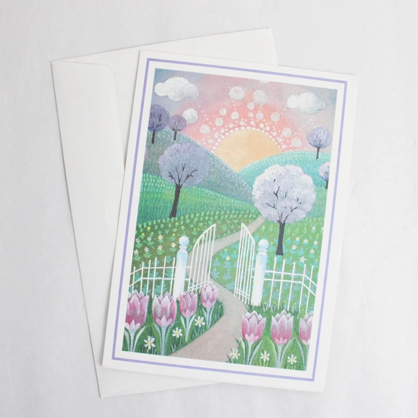 Lot of 6 Vintage Illustrated Floral Design Greeting Cards With 4 Envelopes