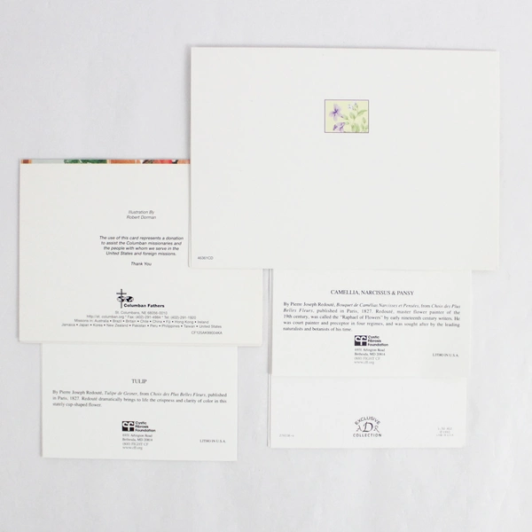 Lot of 6 Vintage Illustrated Floral Design Greeting Cards With 4 Envelopes