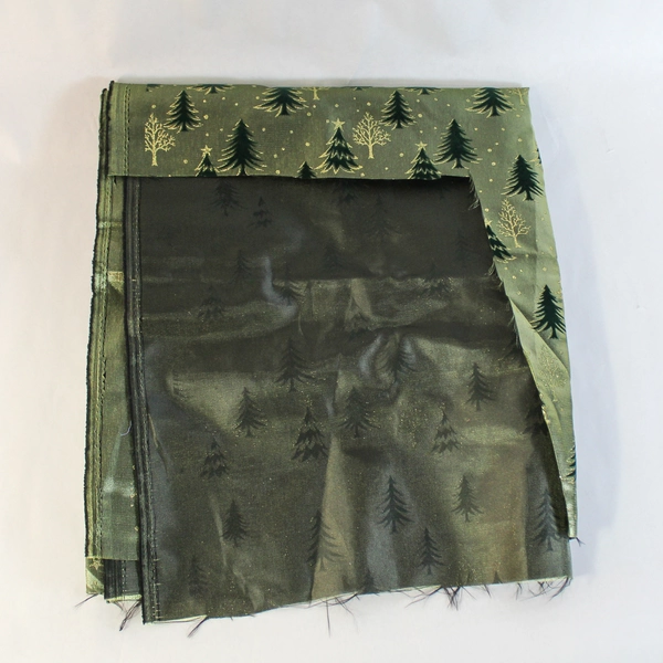 Christmas Green Gold Metallic Sateen Fabric 1.5 Yards for Crafts & Sewing