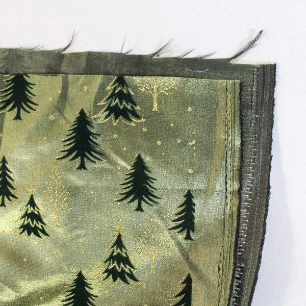 Christmas Green Gold Metallic Sateen Fabric 1.5 Yards for Crafts & Sewing