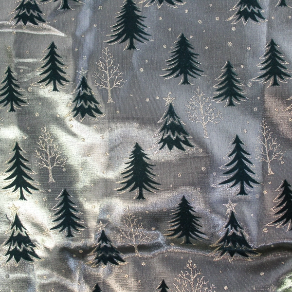 Christmas Green Gold Metallic Sateen Fabric 1.5 Yards for Crafts & Sewing