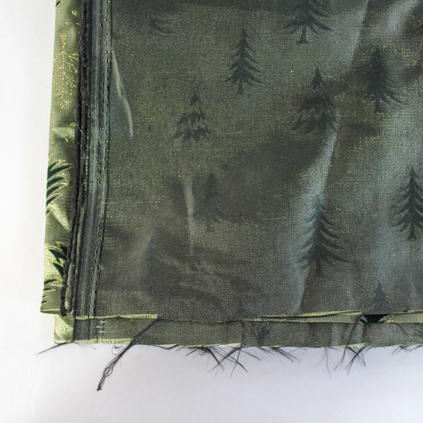 Christmas Green Gold Metallic Sateen Fabric 1.5 Yards for Crafts & Sewing