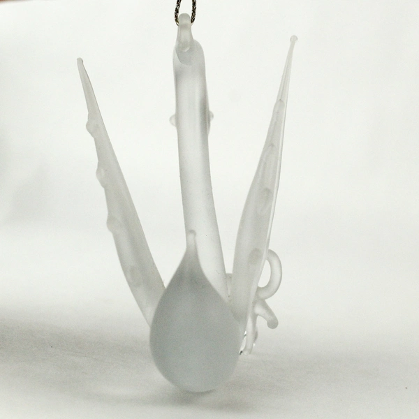 Frosted Blown Glass Swan Christmas Ornament 3" Tall Holiday Decor