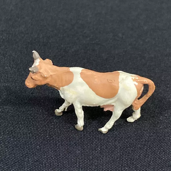 Lot of 4 Micro Mini Plastic Farm Animals 3 Cows & 1 Horse Germany Vintage