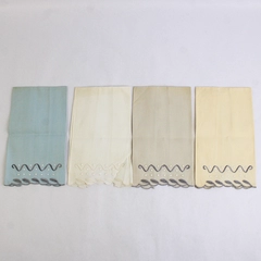 Set of 4 Vintage Handstitched Embroidered Napkins Handkerchiefs 15 x 7.5 inch