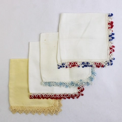 Set of 4 Vintage Handmade Hemstitch Napkins Handkerchiefs 12 x 12 inch