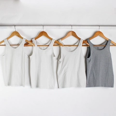 Lot of 4 Fruit Of The Loom Girl's Size Medium Tank Tops White & Gray