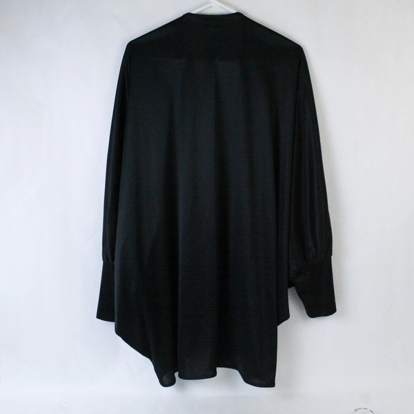 Malouf Women's Cardigan Size 13 Tall Black Semi-Sheer Open Front 3/4 Sleeves