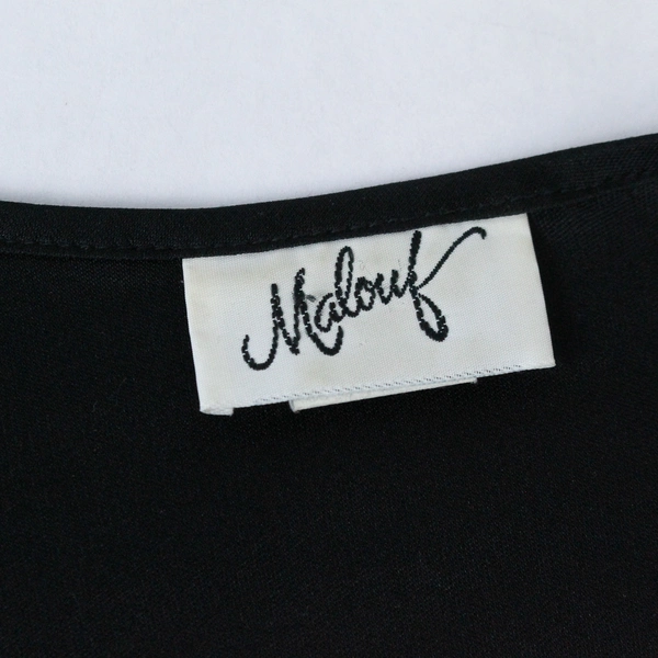 Malouf Women's Cardigan Size 13 Tall Black Semi-Sheer Open Front 3/4 Sleeves