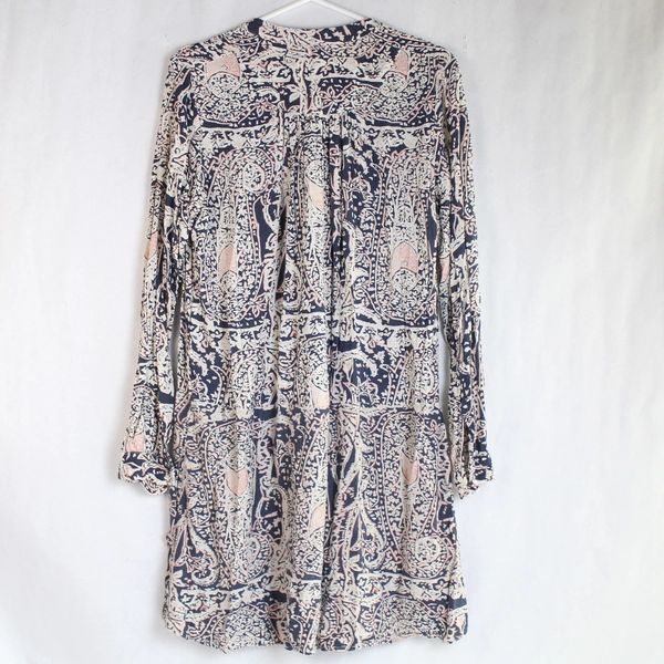 Tiny Women's Knee Length Dress M Navy Pink White Geometric Long Sleeve