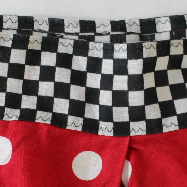 Handmade Cherry Pattern Half Apron with Tulle Trim - Red Black White