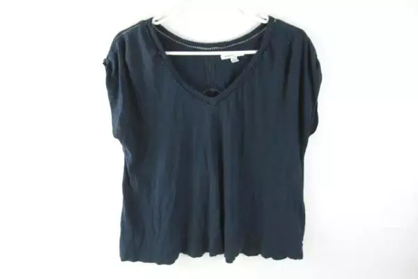 Lot of 3 Tops Shirts Black Brown Navy Blue Short Sleeves Women's Size Medium
