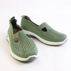 Leozcaa Walking Shoes Orthopedic Slip On Mesh Sneakers Green Women's 42