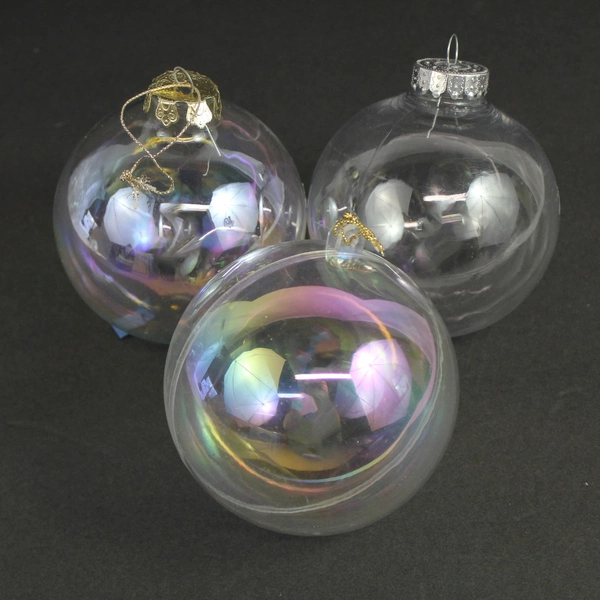 Lot of 7 Clear Iridescent Bauble Christmas Tree Ornaments