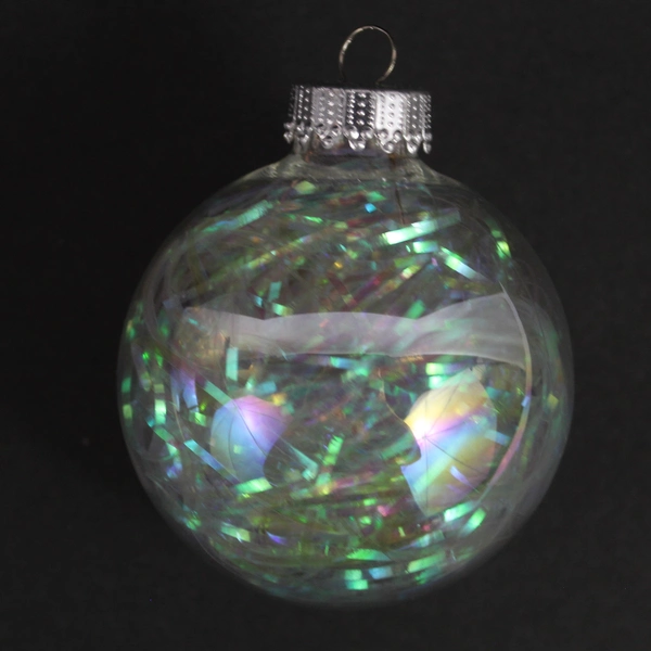 Lot of 7 Clear Iridescent Bauble Christmas Tree Ornaments