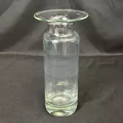 Clear Glass Cylinder Vase Heavy Base And Wide Lip 9.75 Inch