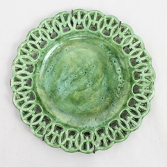 Variegated Green Decorative Plate 8.5" Home Decor With Plate Hanger