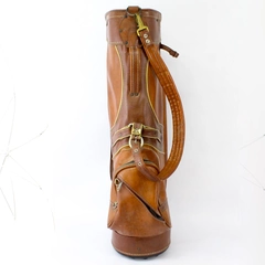 Vintage Palmer Faux Leather Brown Golf Bag with Rain Cover Golfing Accessory