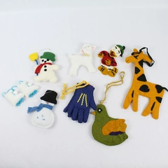 Lot of 8 Handmade Felt Christmas Ornaments - Unique Holiday Decor