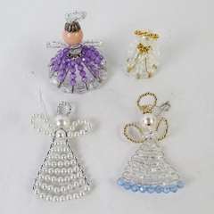 Lot of 4 Beaded Angel Ornaments - Holiday/Christmas Decor - Pre-Owned