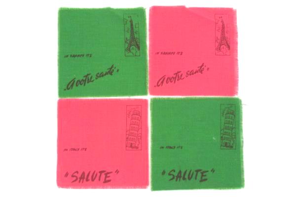 Lot 12 Linen Fabric 6 Inch Square Remnant Quilt Craft Cheers Language Greetings