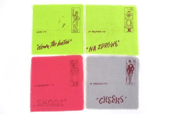 Lot 12 Linen Fabric 6 Inch Square Remnant Quilt Craft Cheers Language Greetings