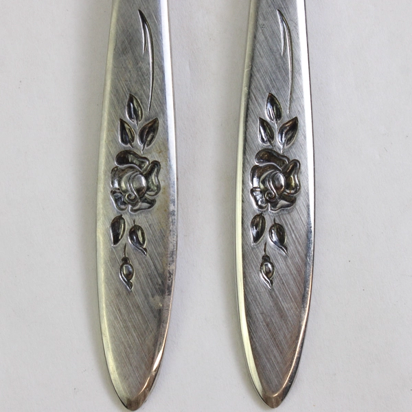Set of 2 Oneida Community Rose Shadow Stainless Steel Cold Meat Serving Forks