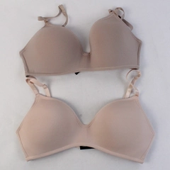 Lot of 2 International Intimates Wireless T-Shirt Bras 34C in Beige and Pink