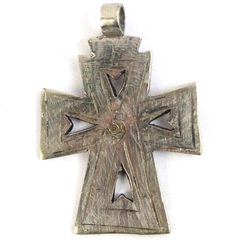 Handmade Silver Tone Metal Cross Pendant 2.25 Inch