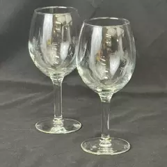 Lot of 2 Clear Crystal Wine Glasses 7 Inch
