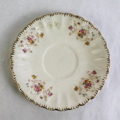 Vintage Limoges New Princess Porcelain Saucer Gold Trim Scalloped Edges