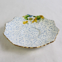 Vintage Paragon G2847 China Saucer Blue Veins Yellow And White Flowers 5.5 Inch