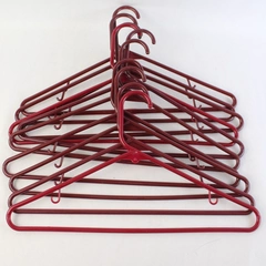 Lot of 10 Tubular Red Hangers Standard Size for Closet Storage and Organization