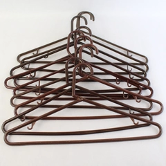 Lot of 10 Tubular Brown Hangers Standard Size for Closet Storage Organization