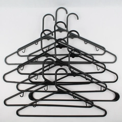 Lot of 10 Gray and Black Plastic Clothes Hangers For Shirts and Pants