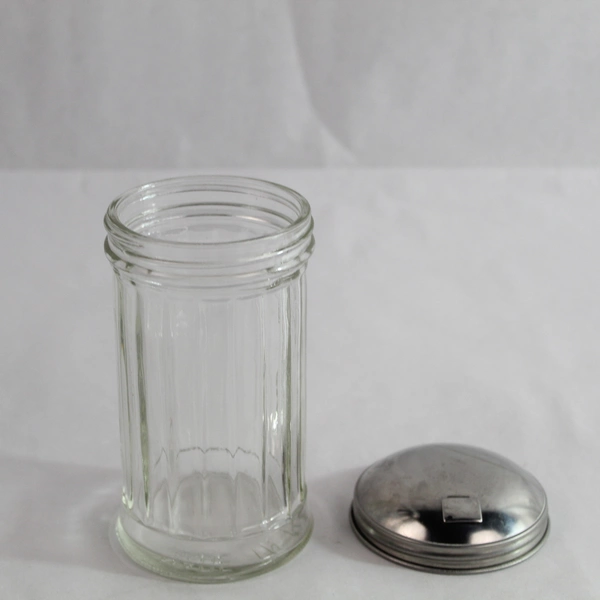 Vintage Ribbed Clear Glass Sugar Shaker Dispenser - 5.5" Tall, Number 23