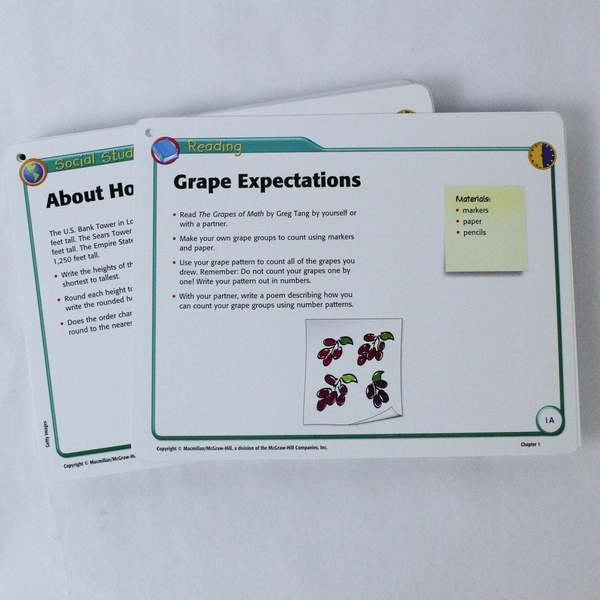 McGraw Hill Math Connects Grade 3 Learning Station Cards English & Spanish Set