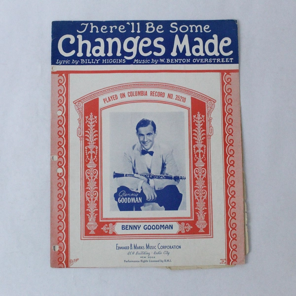 Vintage Sheet Music "There'll Be Some Changes Made" 1923 Benny Goodman