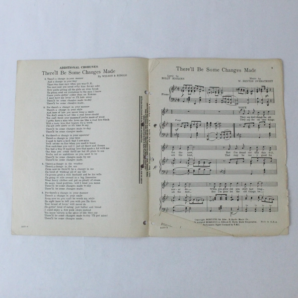 Vintage Sheet Music "There'll Be Some Changes Made" 1923 Benny Goodman