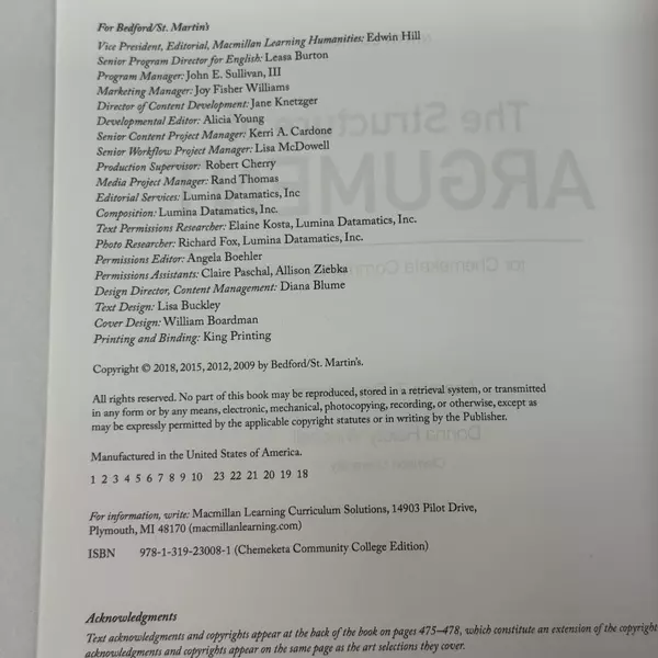 Structure of Argument by Annette T. Rottenberg and Donna Haisty Winchell 2018