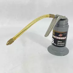 Power Built 6 Oz Oiler Can 648750 Pistol Style Gray Metal Tool - Good Condition